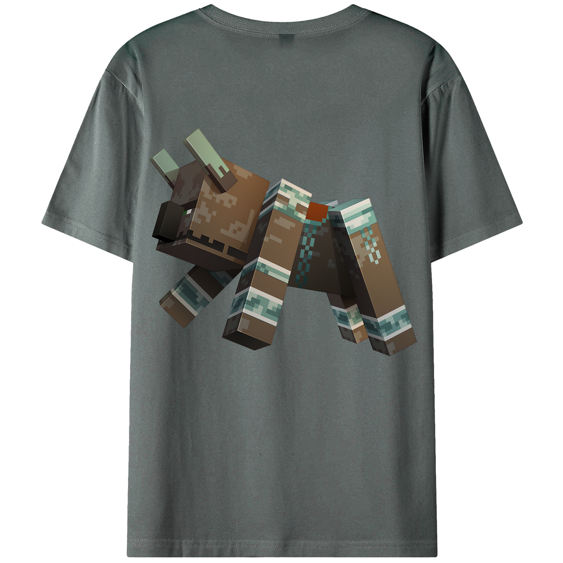 （画像用） マインクラフト ブロックの世界 Minecraft MC Block world 綿100％ メンズ半袖Tシャツ（バックプリント） 通気性